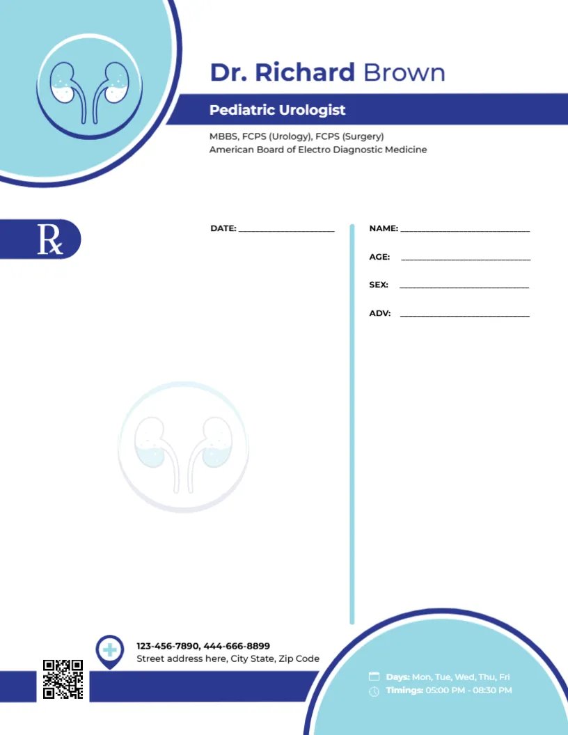 Pediatric Urologist Prescription Template