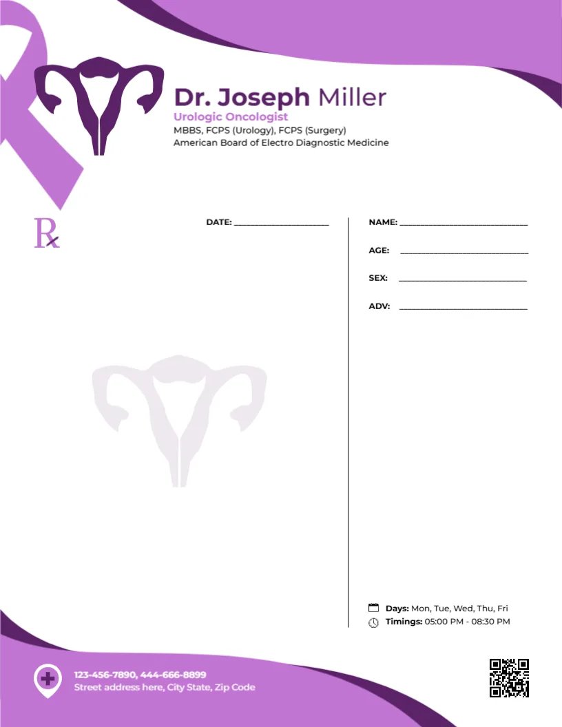 Urologic Oncologist Prescription Template