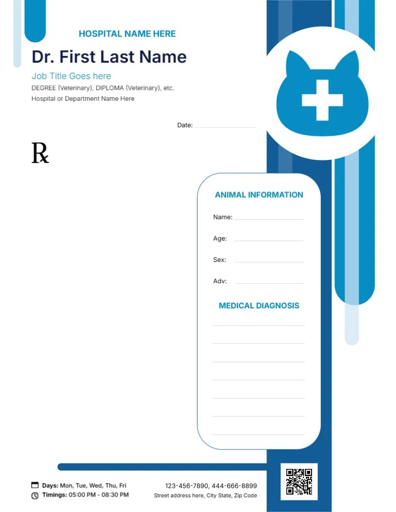 Veterinarian Prescription Pad Template