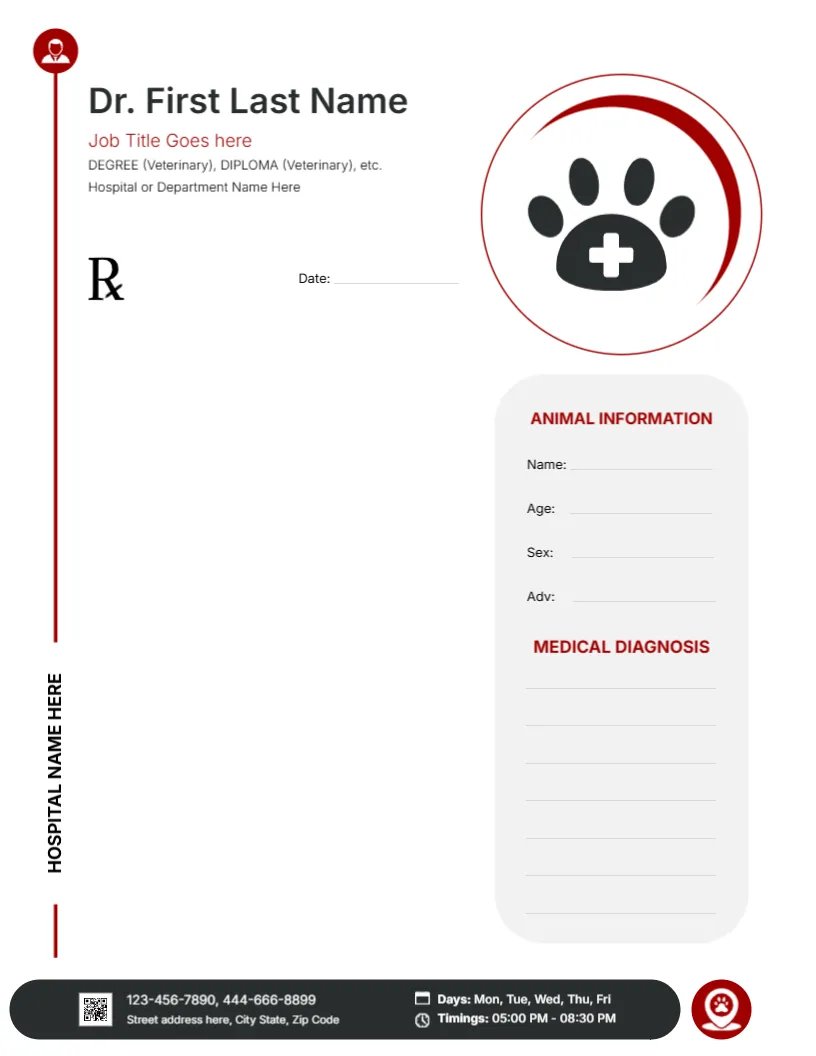 Pet Care Prescription Pad Template