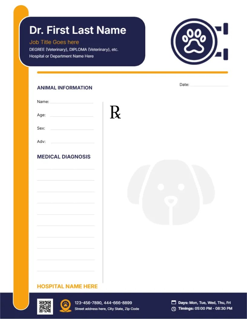 Veterinary Medicine Prescription Template