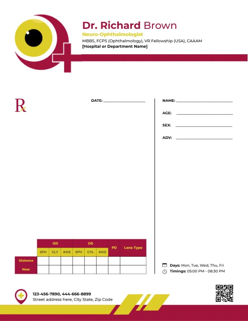 Neuro-Ophthalmologist Prescription Template