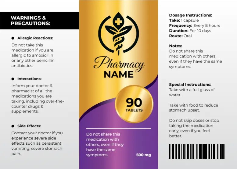 Geriatric Prescription Label Template