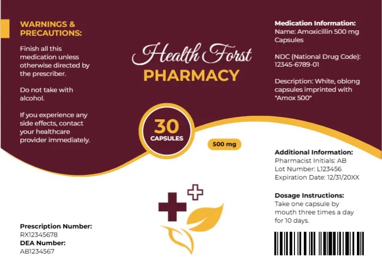 Short-Term Medication Label Template
