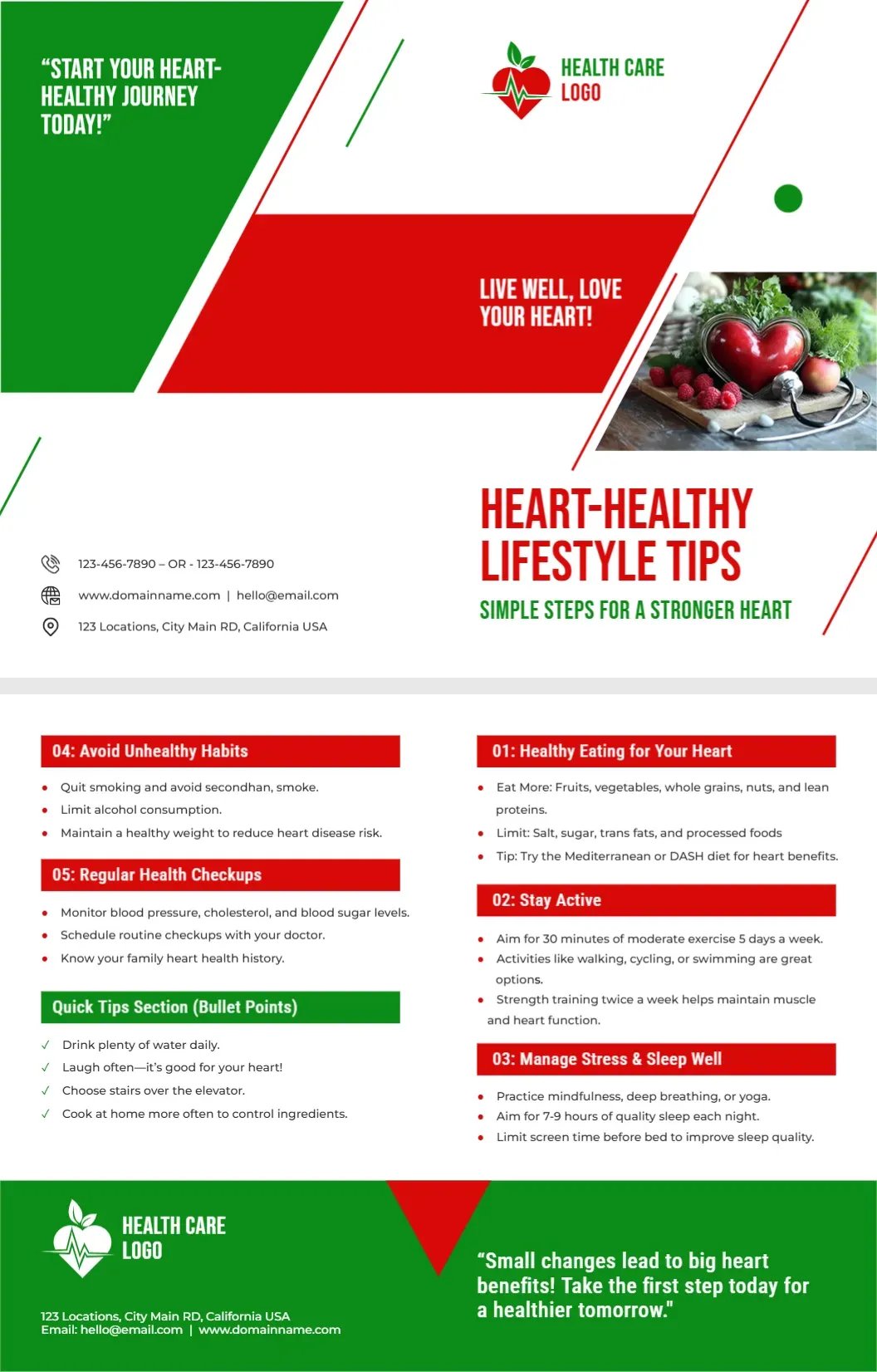 Heart-Healthy Lifestyle Tips Handout Template